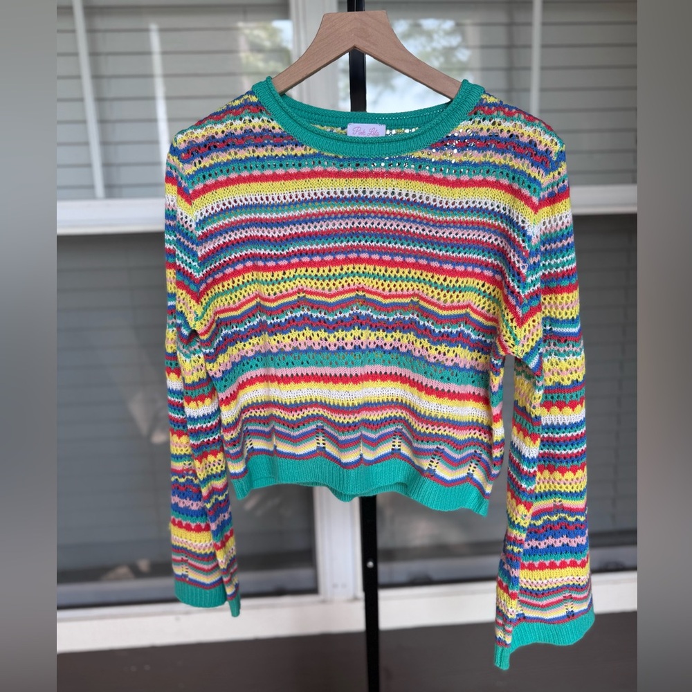 Women’s Pink Lily Striped Sweater Size Medium